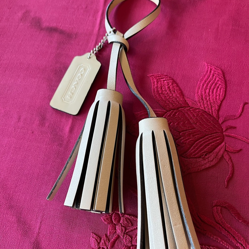 Coach Cream and Black Tassels and Tag - Picture 2 of 4